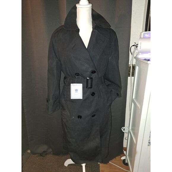 NWT DLA Gorgeous Zipper Out Padded Lined Black Trench Coat Ladies 8S Belted - Picture 9 of 10